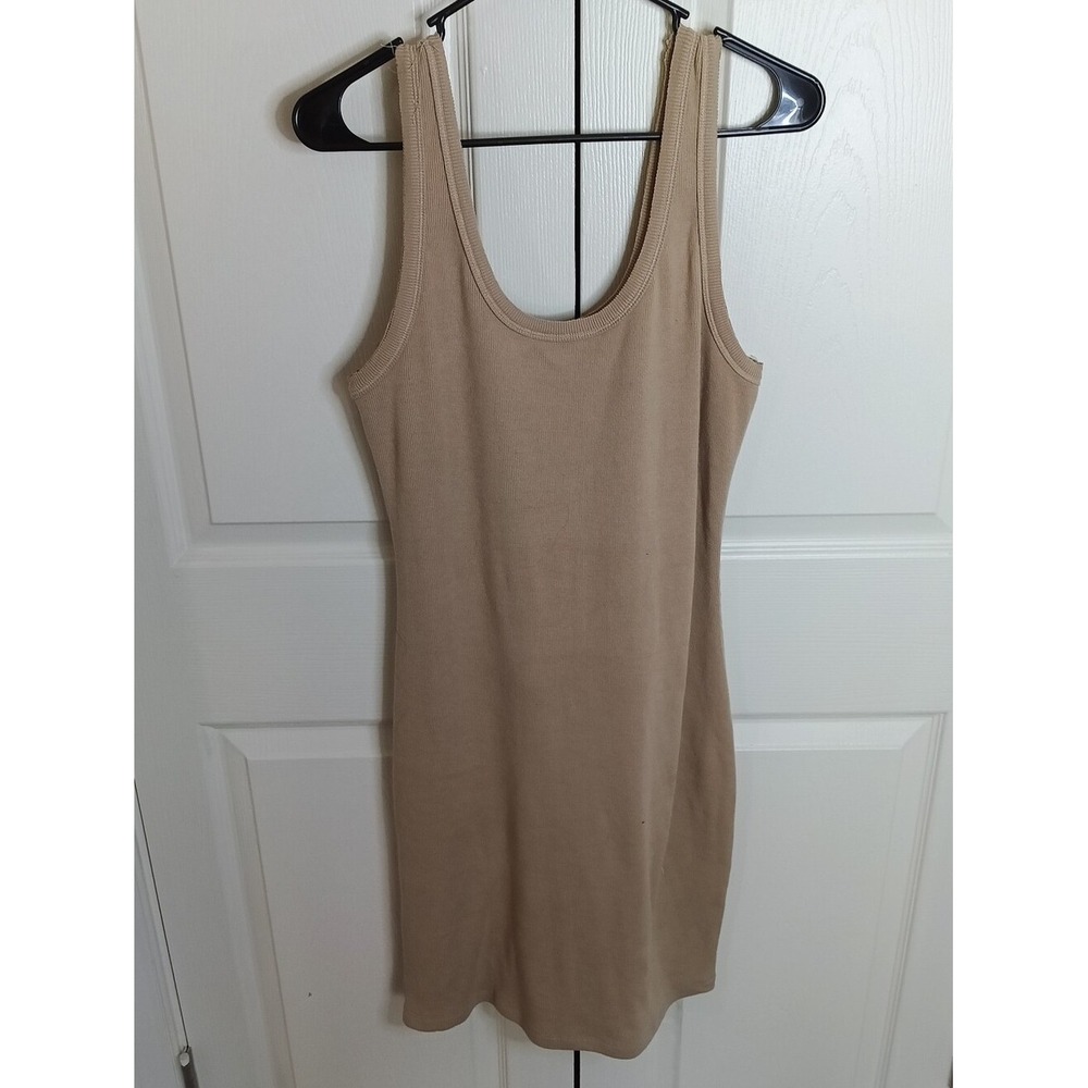 Fashion Nova Mini Dress Womens 1X Tan Excellent Ribbed Tank Bodycon T7122